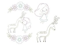 Stickserie - Fee liebt Reh Fransenappli